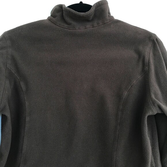 SOLD!! Lands End Brown Small Zip Pullover Fleece Long Sleeve Thermacheck Sweater - Picture 6 of 8